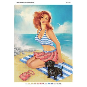 БС 3177 Дівчина на пляжі в стилі Пін-Ап